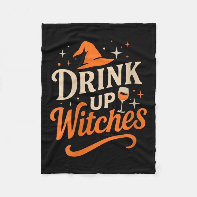 Womens Drink Up Witches Wine Gl Halloween Bachelor Fleecefilt (Framsidan)