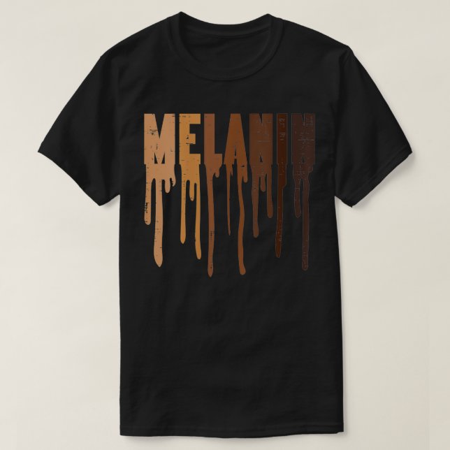 Womens Dripping Melanin Black African Pride Black T Shirt (Design framsida)