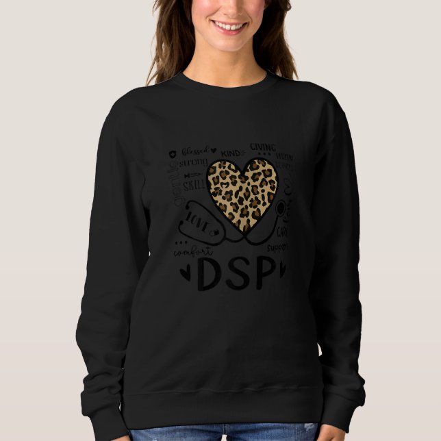 Womens DSP  Leopard Heart Nurse  Nursing T Shirt (Framsida)