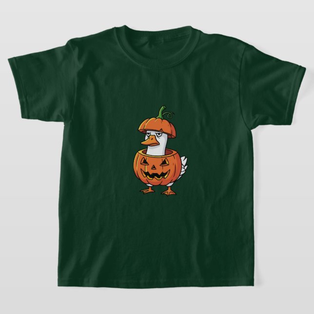 Women's Duck  Pumpkin Halloween Tee Shirts. (Laydown)