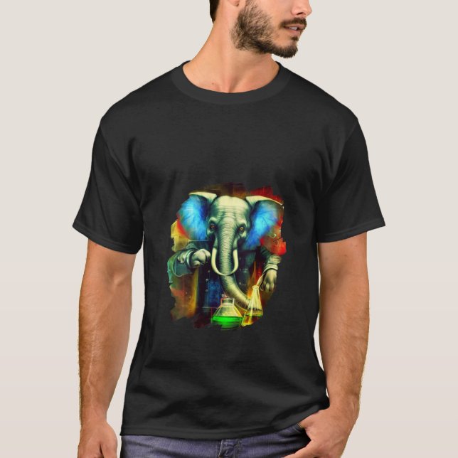 Womens Elephant Mad Scientist Mixing Chemicals Che T Shirt (Framsida)