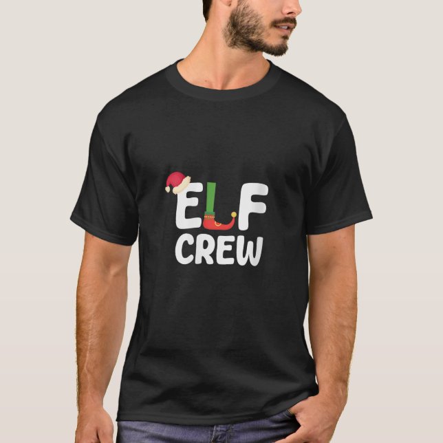 Womens Elf Crew Christmas Family Matching Pajamas  T Shirt (Framsida)