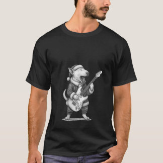 Womens English Bull Terrier spelar Guitar Christm T Shirt