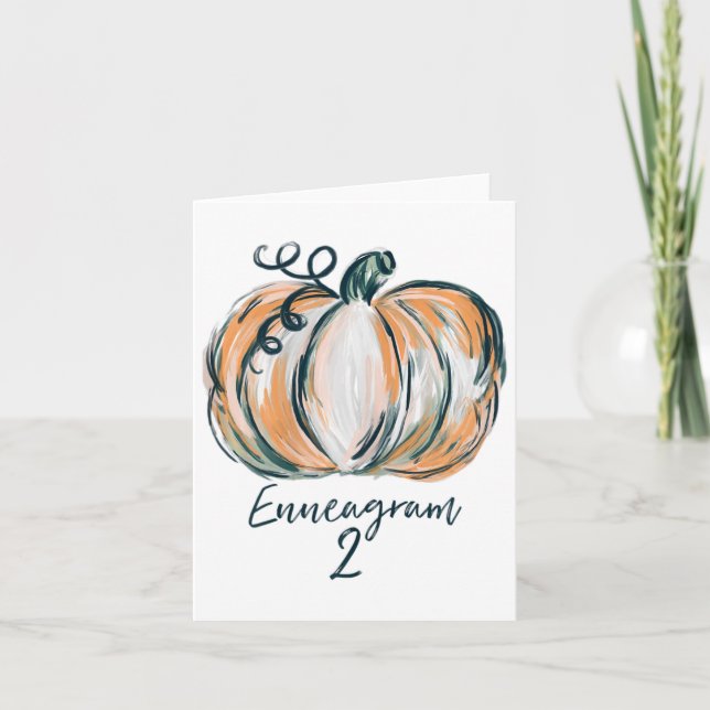 Womens Enneagram 2 Pumpkin Fall Thanksg för vatten Kort (Framsida)