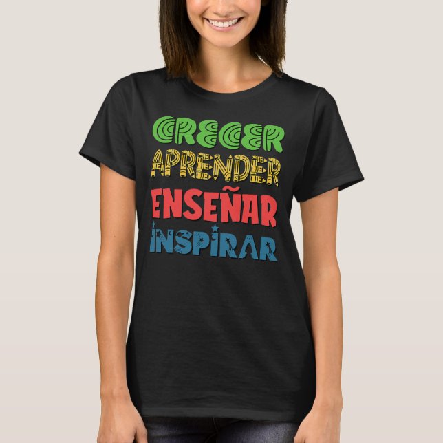Womens Ensenar Funny Bilingual Teacher Gift T Shirt (Framsida)