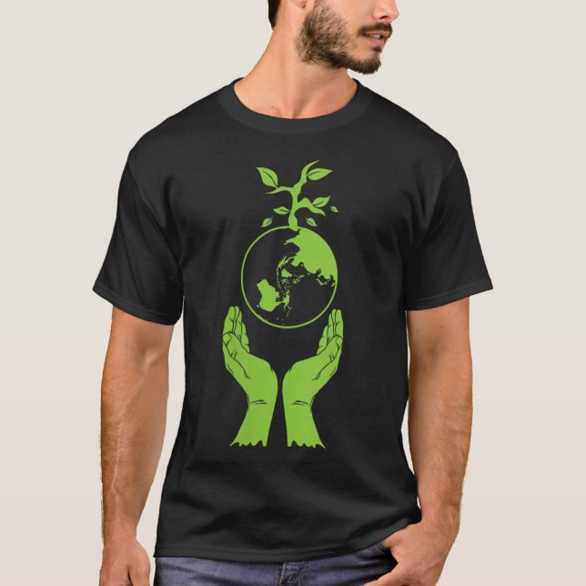 Womens Environmental Protection Grönt Earth V T Shirt (Framsida)