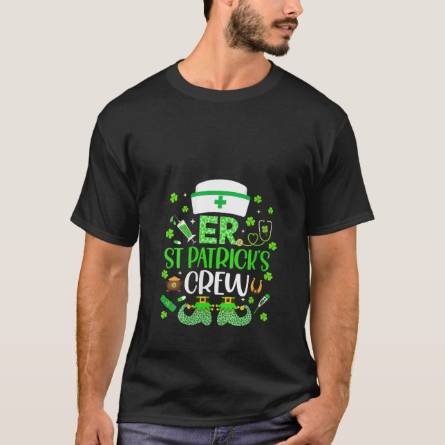 Womens ER Nurse St Patrick s Day Crew Emergency Ro T Shirt (Framsida)