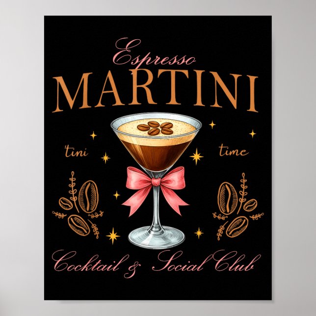 Womens Espresso Martini Social Club Drinking Tai  Poster (Framsidan)