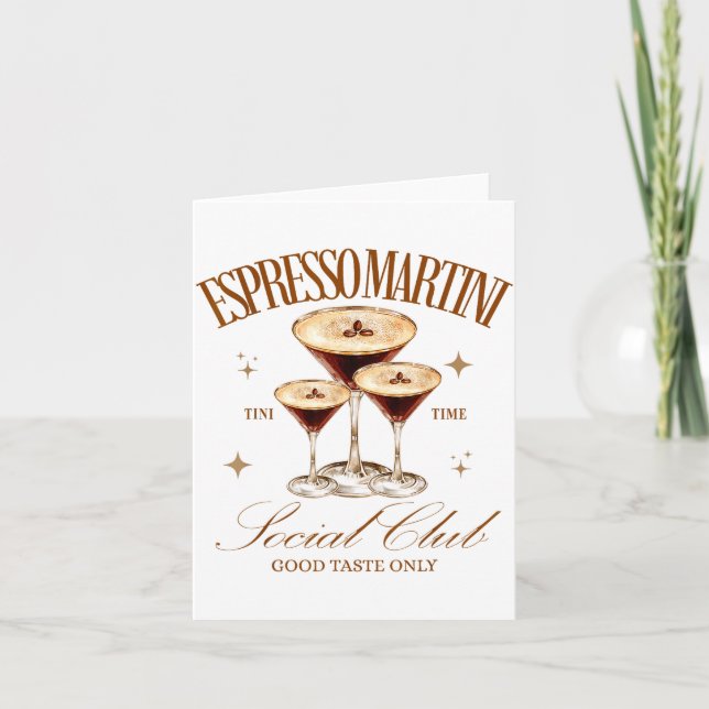 Womens Espresso Martini Social Club Drinking Tail  Kort (Framsida)