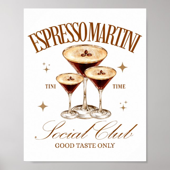 Womens Espresso Martini Social Club Drinking Tail  Poster (Framsidan)