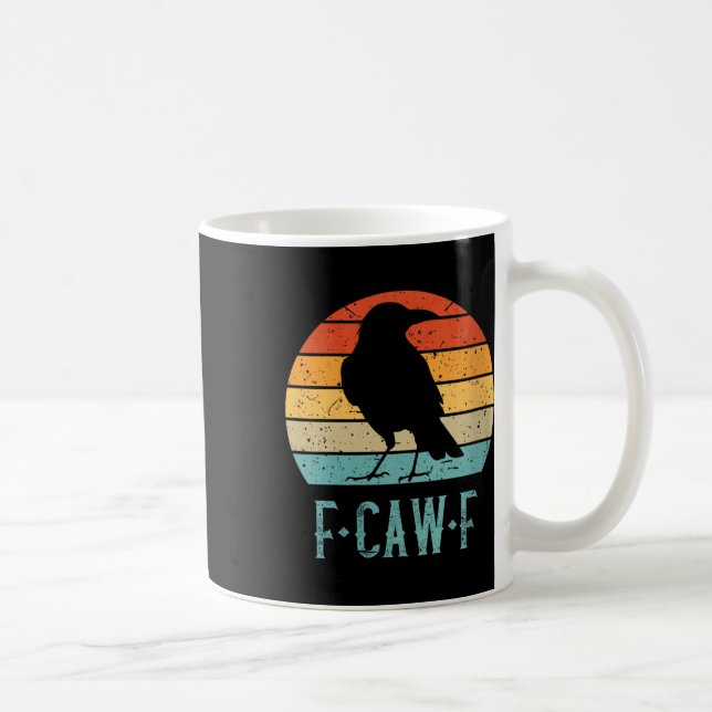 Womens F-caw-f Black Bird Retro Sunset Kråka Kaffemugg (Höger)