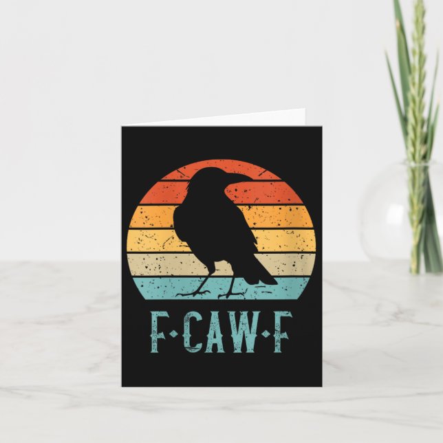 Womens F-caw-f Black Bird Retro Sunset Kråka Kort (Framsida)