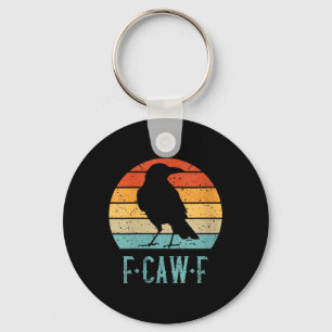 Womens F-caw-f Black Bird Retro Sunset Kråka Nyckelring