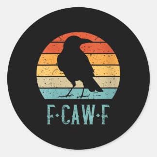 Womens F-caw-f Black Bird Retro Sunset Kråka Runt Klistermärke