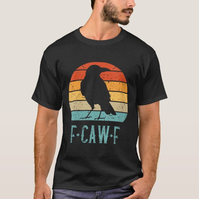 Womens F-caw-f Black Bird Retro Sunset Kråka T Shirt (Framsida)