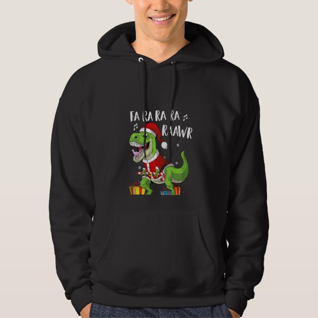 Womens Fa Ra Ra Ra Ra Rawr Santa Dinosaur T Rex Fu Hoodie (Framsida)