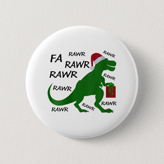 Womens Fa Rawr Dinosaur T-rex Julafton Party Santa Knapp (Framsida)
