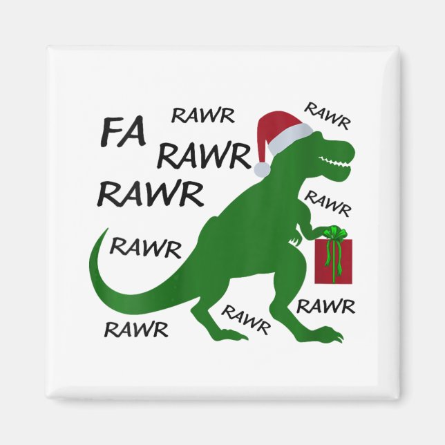 Womens Fa Rawr Dinosaur T-rex Julafton Party Santa Magnet (Framsidan)