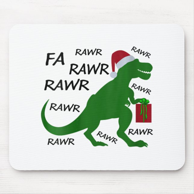 Womens Fa Rawr Dinosaur T-rex Julafton Party Santa Musmatta (Framsidan)