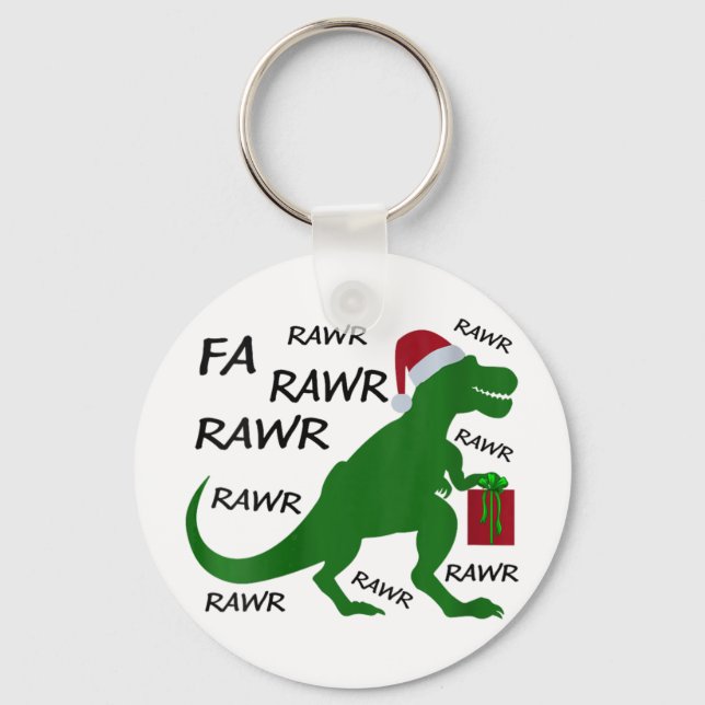 Womens Fa Rawr Dinosaur T-rex Julafton Party Santa Nyckelring (Framsida)