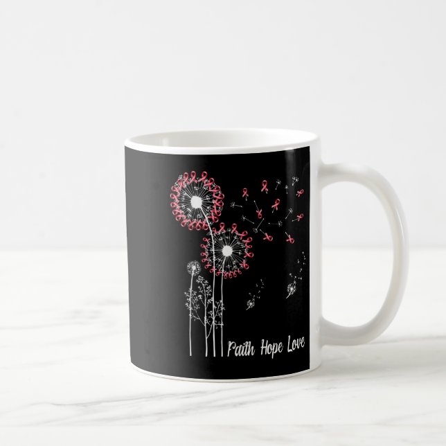 Womens Faith Hope Kärlek Breast Cancer Dandelion F Kaffemugg (Höger)