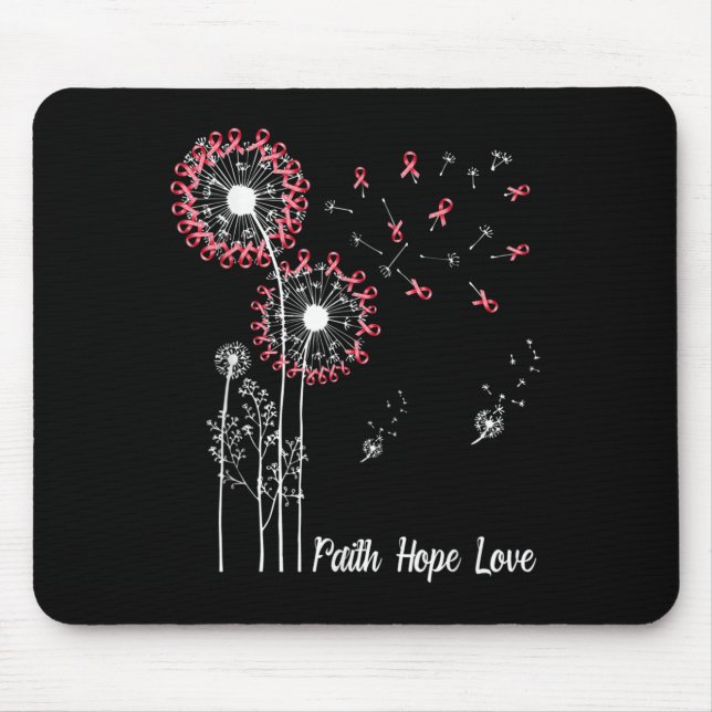 Womens Faith Hope Kärlek Breast Cancer Dandelion F Musmatta (Framsidan)