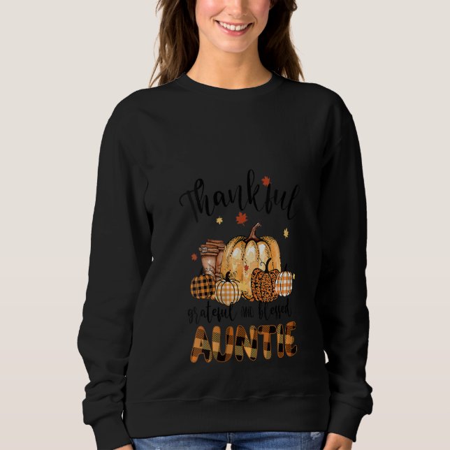 Womens Fall Autumn Thanksg Auntie Pumpkin Thanksg T Shirt (Framsida)