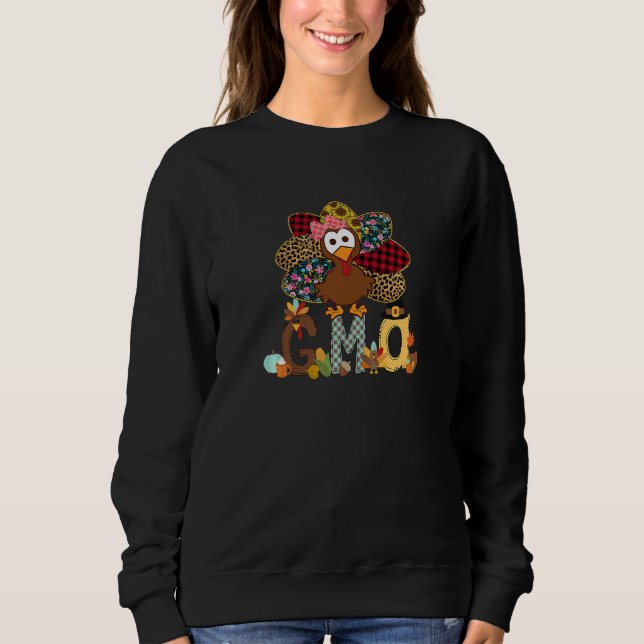 Womens Fall Turkey Gma  Thanksgiving Doodle Grandm T Shirt (Framsida)