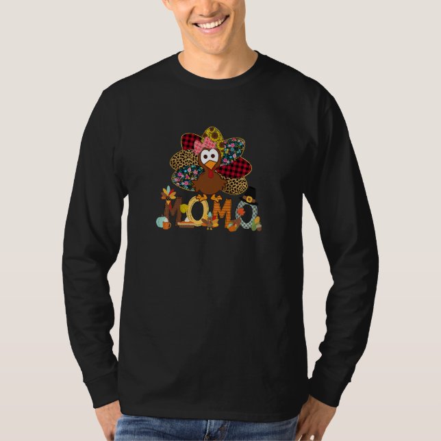 Womens Fall Turkey Momo  Thanksgiving Doodle Grand T Shirt (Framsida)