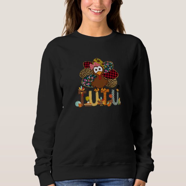 Womens Fall Turkey Tutu  Thanksgiving Doodle Grand T Shirt (Framsida)