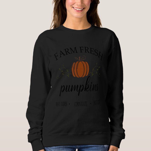 Womens Farm Fresh Pumpkins Autumn Fall Thanksgivin T Shirt (Framsida)