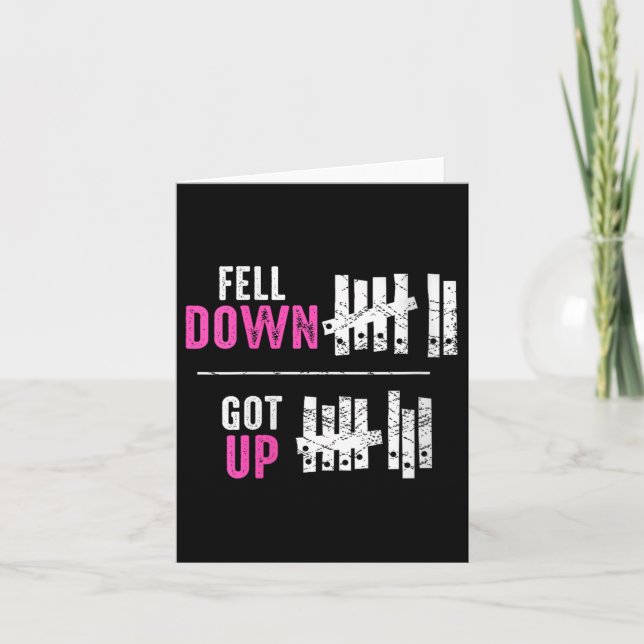 Womens Fell Down Got Up Motivational Funny Sitive  Kort (Framsida)