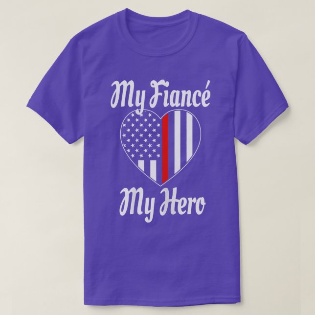 Womens Firefighter Fiance Shirt Cute Proud Fireman T (Design framsida)