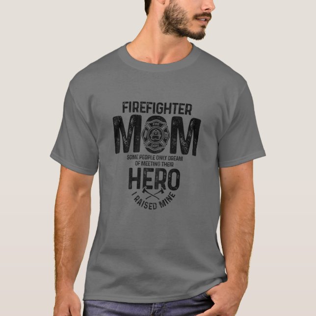 Womens Firefighter Mamma Proud Fireman Mors dag T Shirt (Framsida)
