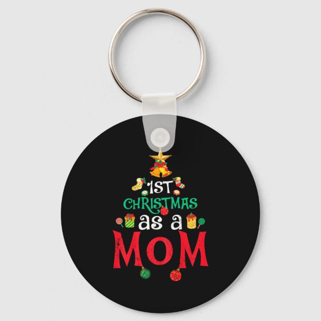 Womens First Christmas As A Mom Funny Xmas New Mom Nyckelring (Framsida)