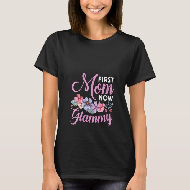 Womens First Mamma Now Glammy Grandma Blesings Pro T Shirt (Framsida)