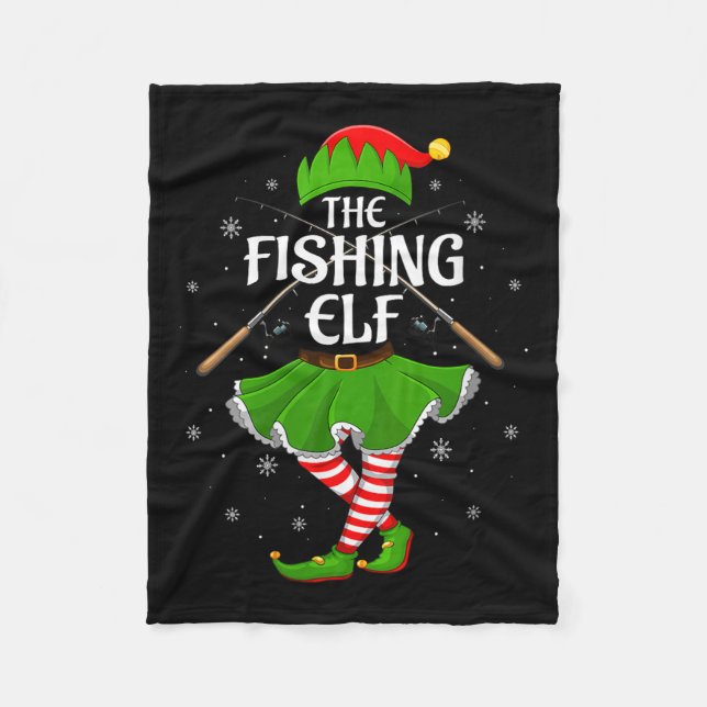Womens Fishing Elf Christmas Family Girls Women El Fleecefilt (Framsidan)