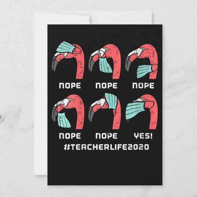 Womens Flamingo Ansikte Mask Teacher Life 2020 Soc Tack Kort (Framsida)