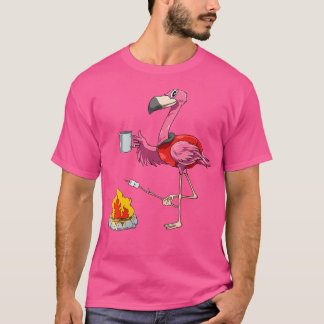Womens Flamingo Camping Flamingo Camper Camping Lo T Shirt