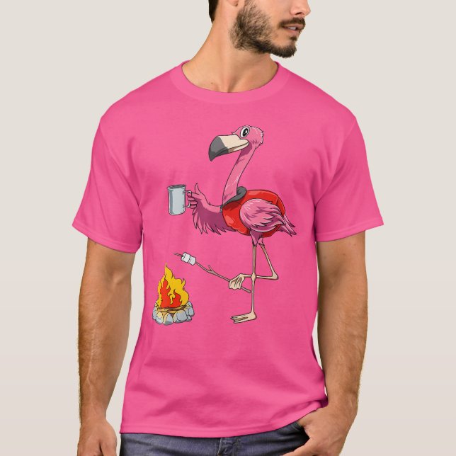 Womens Flamingo Camping Flamingo Camper Camping Lo T Shirt (Framsida)