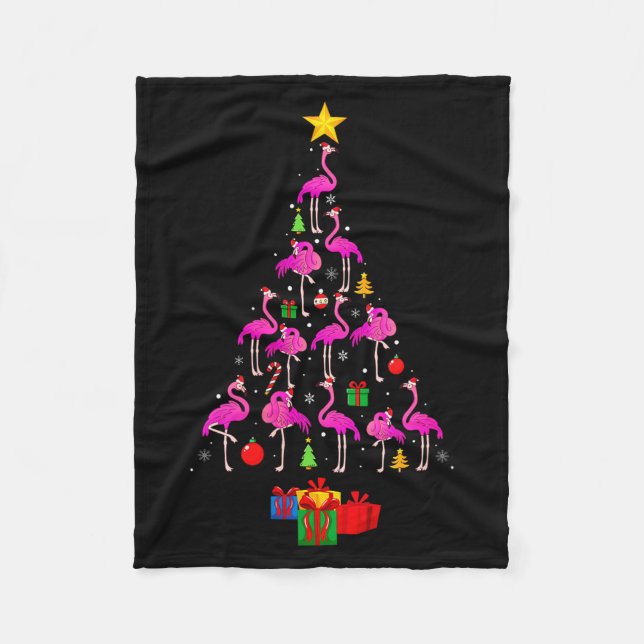 Womens Flamingo Christmas Tree Pajamas Santa Hat F Fleecefilt (Framsidan)
