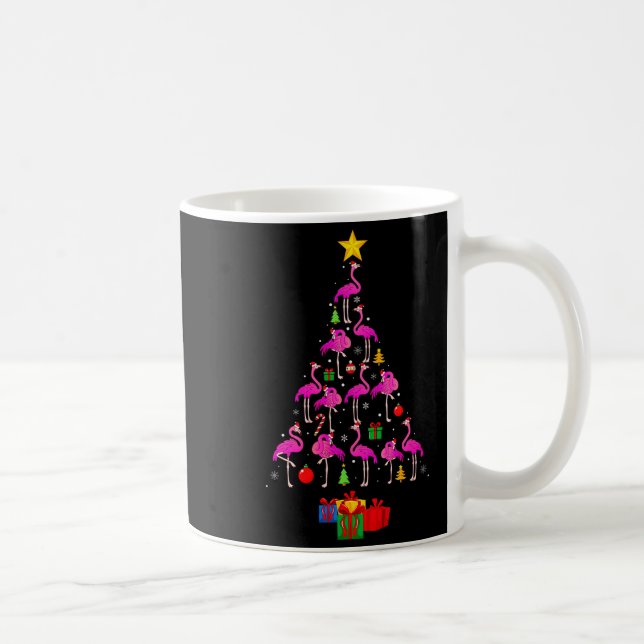 Womens Flamingo Christmas Tree Pajamas Santa Hat F Kaffemugg (Höger)