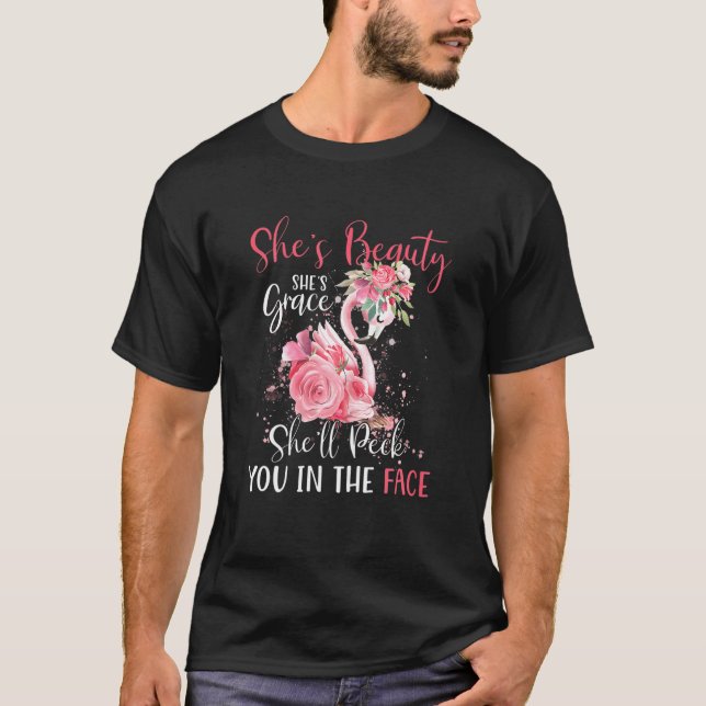 Womens Flamingo Shes Beauty Shes Grace Shell Punch T Shirt (Framsida)