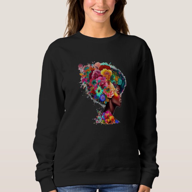 Womens Flower Afro Black Women African American  1 T Shirt (Framsida)