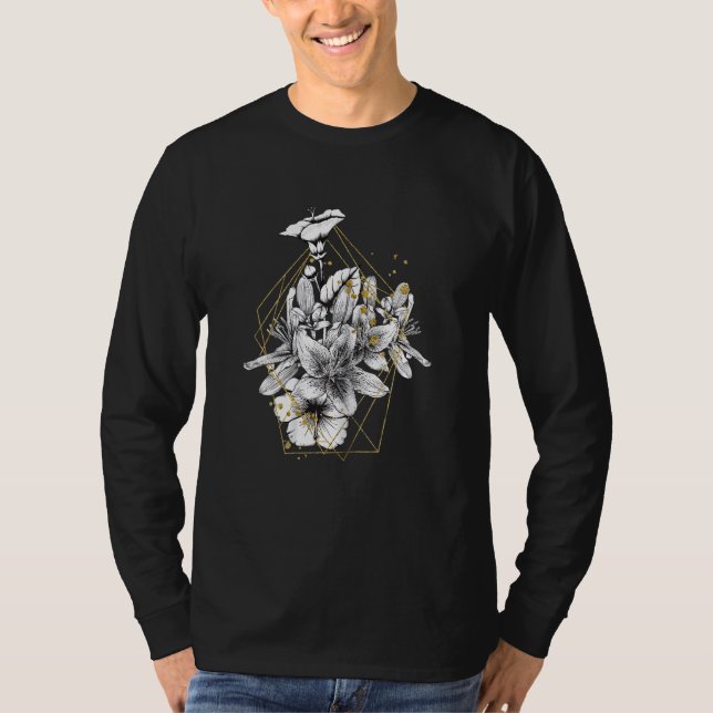 Womens Flower of Life Mandala with Yoga Tattoo Hen T Shirt (Framsida)