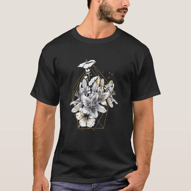 Womens Flower of Life Mandala with Yoga Tattoo Hen T Shirt (Framsida)