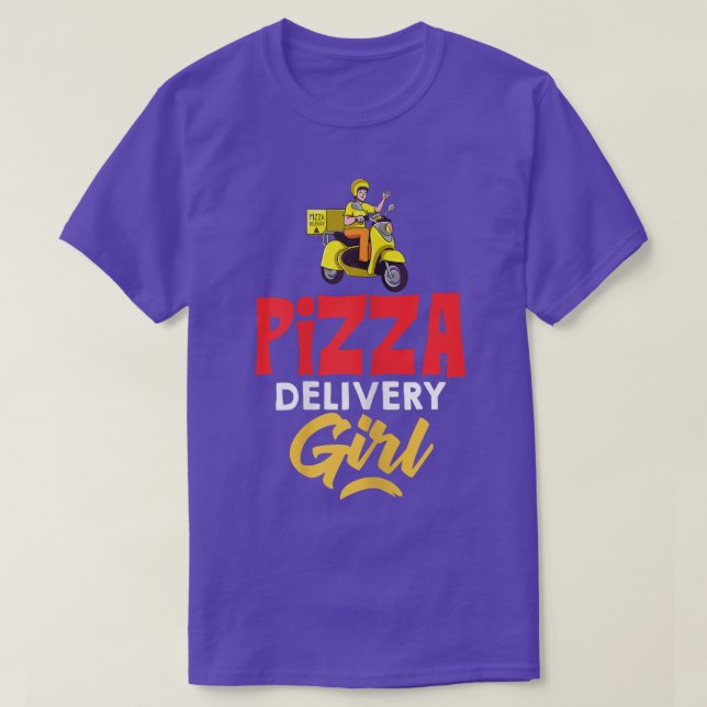 Womens Food Delivery Driver som levererar Pizza Co T Shirt (Design framsida)