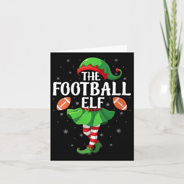 Womens Football Elf Christmas Girls Women Elf Squa Kort (Framsida)