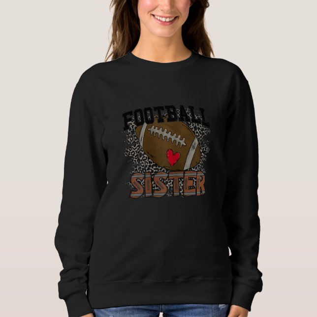Womens Football Sister with Leopard Background Pri T Shirt (Framsida)