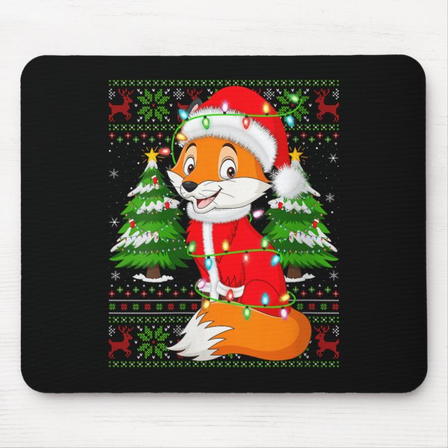 Womens Fox Christmas Lights Santa Costume Ugly Xma Musmatta (Framsidan)